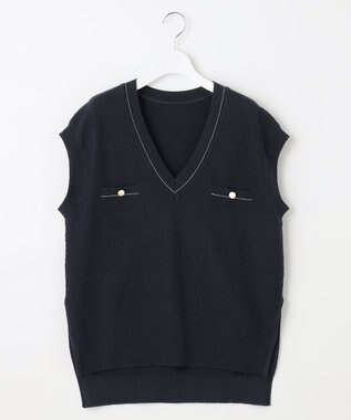 Feroux 【セットアイテム】2WAYリボンタイ ワンピース × ニット ベスト スカイブルー系