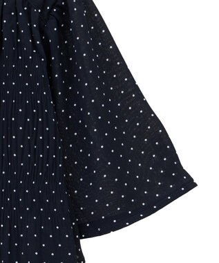 earth music&ecology マジョリカプリーツ半袖ブラウス Dot Navy