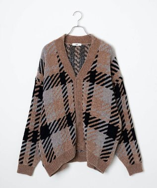 WEGO ベロアモール総柄カーディガン 柄2