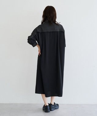 YECCA VECCA ミリタリーロングシャツワンピース Stripe