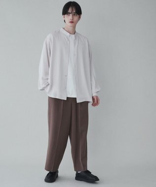 WEGO トロミBIGバンドカラーシャツ ライトベージュ