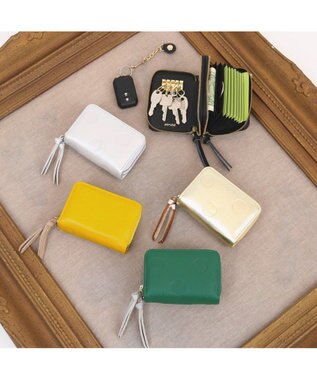 UNBILLION ペルケ perche / ドット型押し・ジャバラカードキーケース グリーン