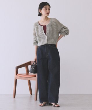 AMERICAN HOLIC 【2WAY】モヘヤ風甘編みカーディガン Gray