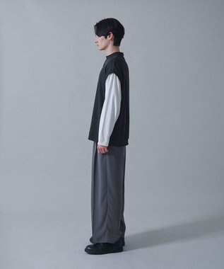 WEGO フェイクレイヤードモックネックベストT（LS） ブラック中濃色