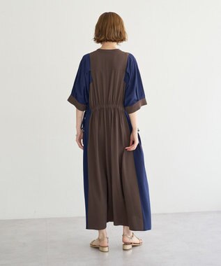 YECCA VECCA 配色デザインシャツワンピース Black