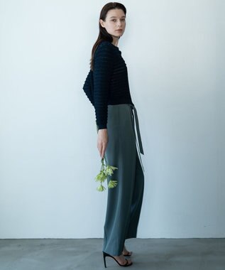 自由区 【カトリエムブーケ】Texture cardigan フリルショートカーディガン ネイビー