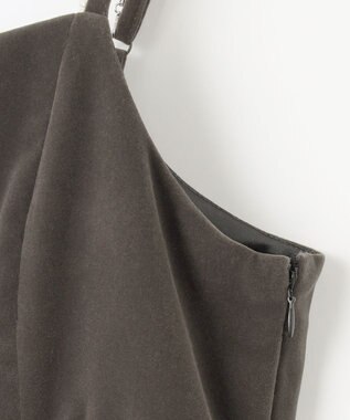 Feroux 【2WAY】パールストラップベロア ジャンスカ ライトグレー系