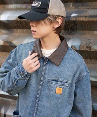 WEGO 【ユニセックス着用ITEM/MLサイズ展開】ワーカーズZIPデニムジャケット デニム中濃加工色