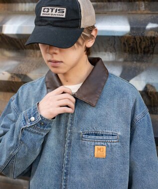 WEGO 【ユニセックス着用ITEM/MLサイズ展開】ワーカーズZIPデニムジャケット デニム中濃加工色