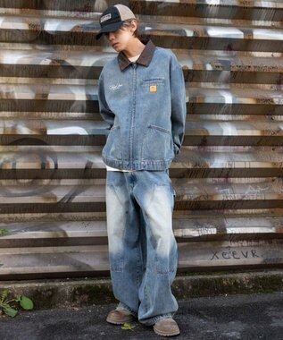 WEGO 【ユニセックス着用ITEM/MLサイズ展開】ワーカーズZIPデニムジャケット デニム中濃加工色