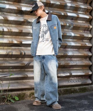 WEGO 【ユニセックス着用ITEM/MLサイズ展開】ワーカーズZIPデニムジャケット デニム中濃加工色