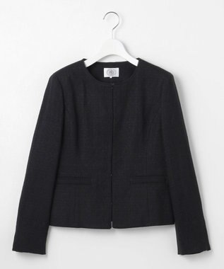 J.PRESS LADIES 【セットアップ対応】Light Tweed ノーカラー ジャケット ネイビーSOLID系6