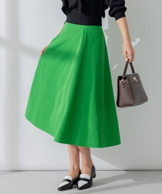 組曲 L 【5色展開・後ろゴム仕様】カラータフタ スカート ダークグリーン系