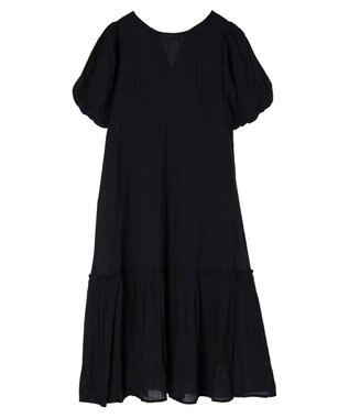 earth music&ecology コットンボイルパフスリーブワンピース Black
