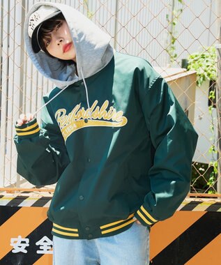 WEGO 【ユニセックス着用ITEM】フードワッペンスタジャン ダークグリーン