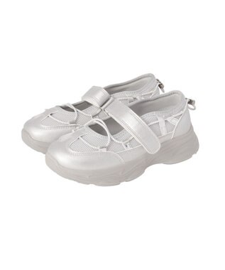 Green Parks ドロストコードメッシュスニーカー Silver