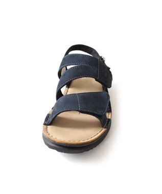 Pointer 本革 甲幅調整 マジックテープ付きサンダル ダークネイビー(ヌバック)