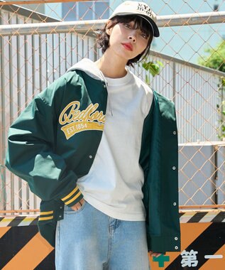 WEGO 【ユニセックス着用ITEM】フードワッペンスタジャン ダークグリーン