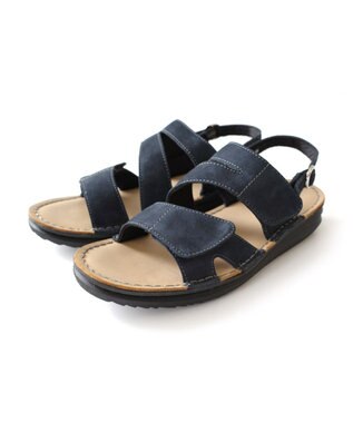 Pointer 本革 甲幅調整 マジックテープ付きサンダル ダークネイビー(ヌバック)