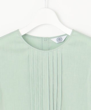 J.PRESS LADIES 【洗える】ラミーポプリン クルーネック ブラウス ミント系