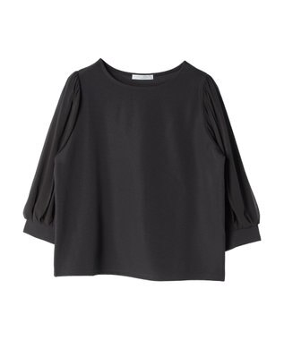 Green Parks 袖異素材使いリップルプルオーバー Charcoal Gray