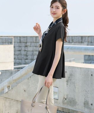 Tiaclasse ボリュームフレアブラウス ブラック