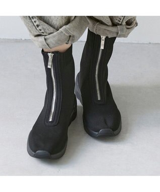 MODE ET JACOMO <carino>フロントジップニットブーツ ブラック