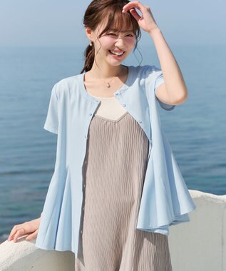 Tiaclasse ボリュームフレアブラウス サックス