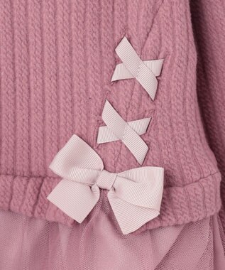 ANY KIDS 表起毛 レースアップ チュニック ピンク