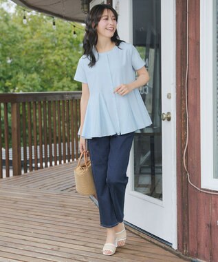 Tiaclasse ボリュームフレアブラウス サックス