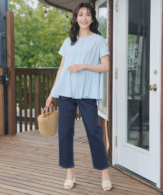 Tiaclasse ボリュームフレアブラウス サックス