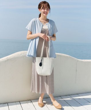 Tiaclasse ボリュームフレアブラウス サックス