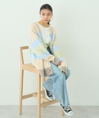 earth music&ecology グラデーション起毛ニットカーディガン Yellow