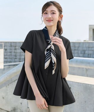 Tiaclasse ボリュームフレアブラウス ブラック