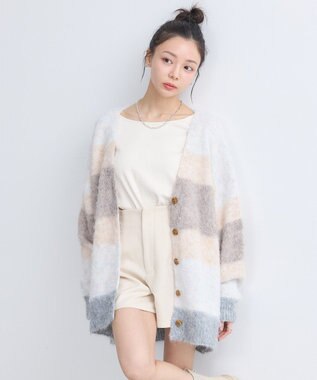 earth music&ecology グラデーション起毛ニットカーディガン Beige