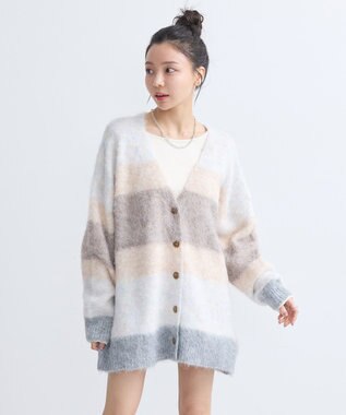 earth music&ecology グラデーション起毛ニットカーディガン Beige