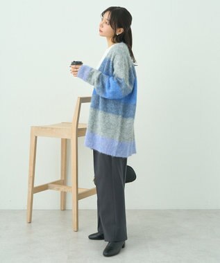 earth music&ecology グラデーション起毛ニットカーディガン Blue