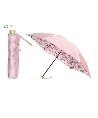MOONBAT ミラショーン (mila schon) 折りたたみ傘 内側花プリント ピンク