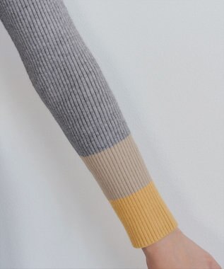 Tiaclasse 【洗える】マルチ配色ニットトップス グレー