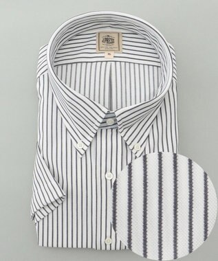 J.PRESS MEN 【KING SIZE】【夏に嬉しい高機能】カノコインレイストライプパッチポケット シャツ/B.D.