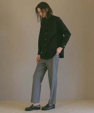 23区 【23区 | 5525gallery】コットンタイプライター バンドカラー シャツ ブラック系