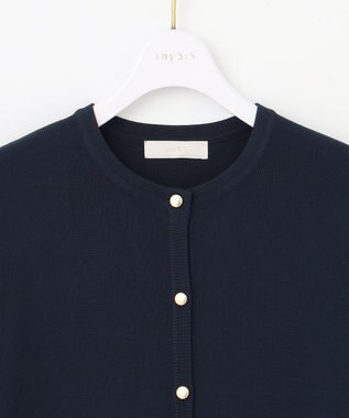 ANY SIS 【接触冷感・UVカット・洗える】ハーフスリーブ カーディガン ネイビー
