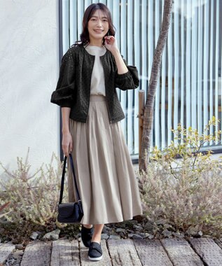 Tiaclasse 【洗える】シアーシャーリング2WAYブラウス エクリュ