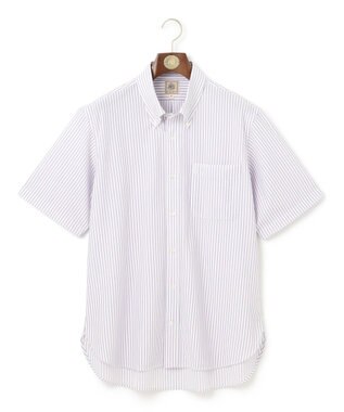 J.PRESS MEN 【KING SIZE】【夏に嬉しい高機能】カノコインレイストライプパッチポケット シャツ/B.D. パープル系1