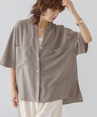 AMERICAN HOLIC 【WEB限定】ミリタリーWポケットスキッパーシャツ Gray Beige