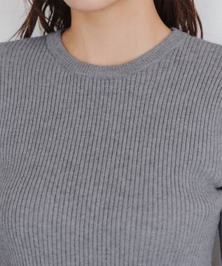 Tiaclasse 【洗える】マルチ配色ニットトップス グレー