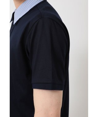 DAKS GIZAコットン THOMAS MASONチェック シャツカラーポロ ネイビー