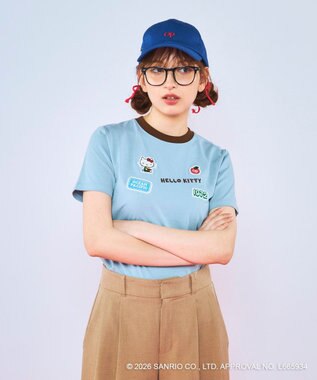 OP／FILA 【Ocean Pacific×ハローキティ】ワッペンリンガーチビTシャツ