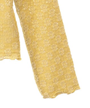CRAFT STANDARD BOUTIQUE 花柄レースシャーリングプルオーバー Yellow