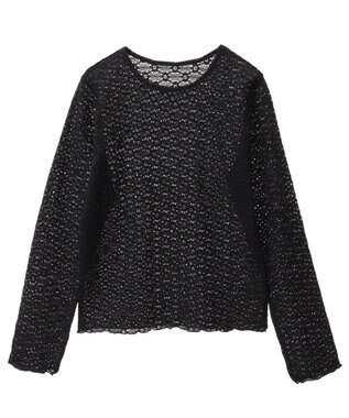 CRAFT STANDARD BOUTIQUE 花柄レースシャーリングプルオーバー Black